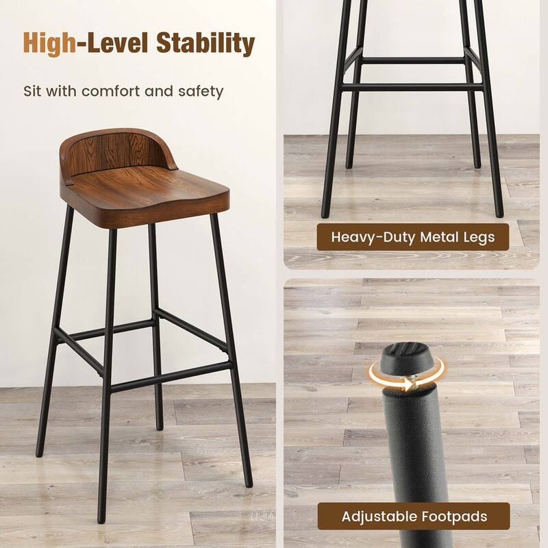 Gymax Set of 4 Industrial 29'' Bar Stool Bar Height Saddle Seat