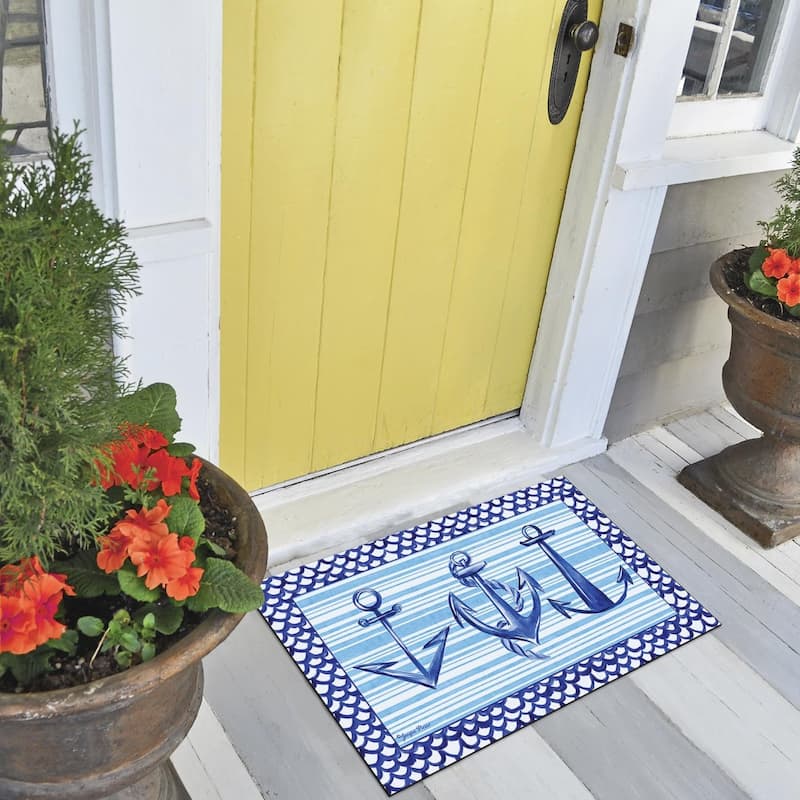 Anchors Away Indoor/Outdoor Entryway Floor Mat Made in The USA Low Profile, Protective Non-Skid Rubber Backing, 29.5" by 17.75"