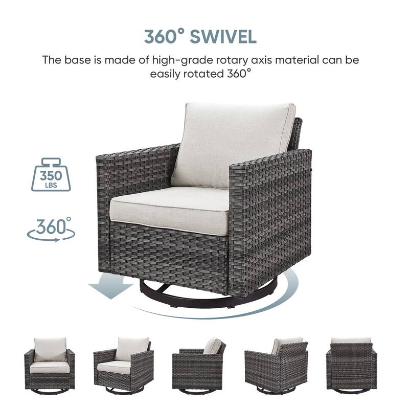 Rattan Rocking Chair with Side Table - Grey