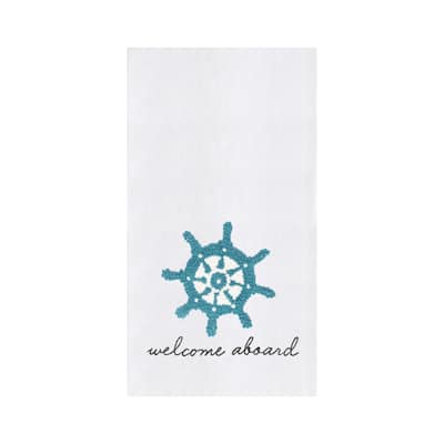 Ships Wheel French Knot Flour Sack Kitchen Towel