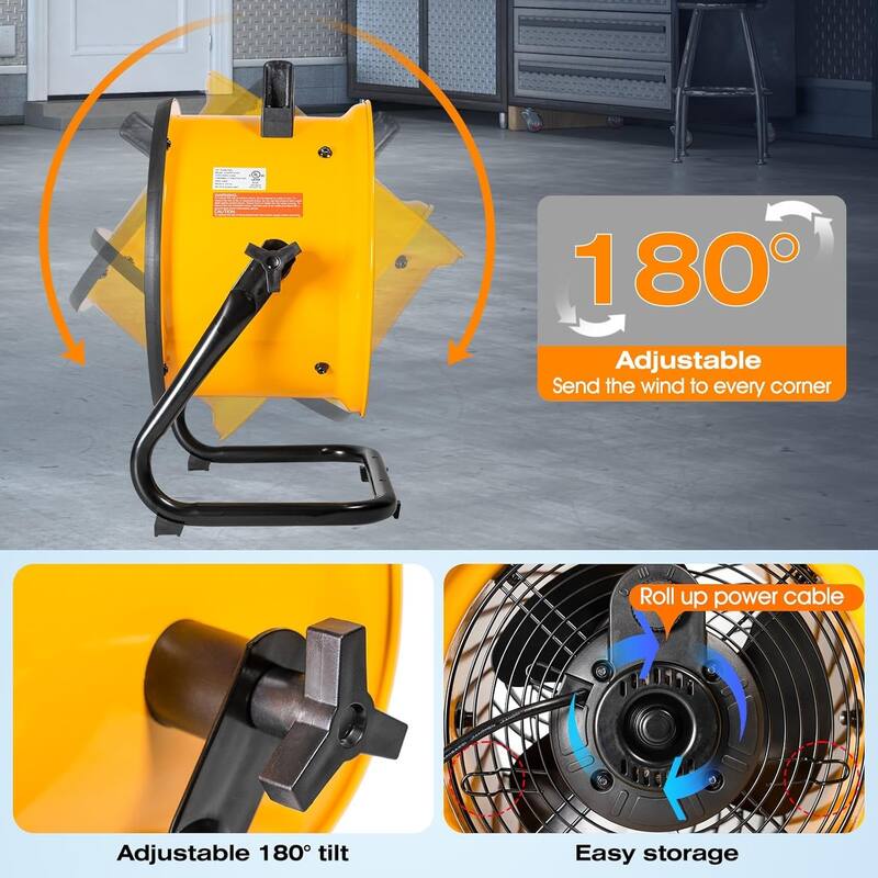 iLiving 12 in. Low Noise Turbo Fan 1200 CFM 3-Speed Portable Air Circulator for Shop, Office, Greenhouse, Home and Warehouse