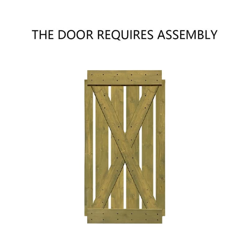 CALHOME Stained X Double DIY Barn Door W/ Hardware Kit Bed Bath