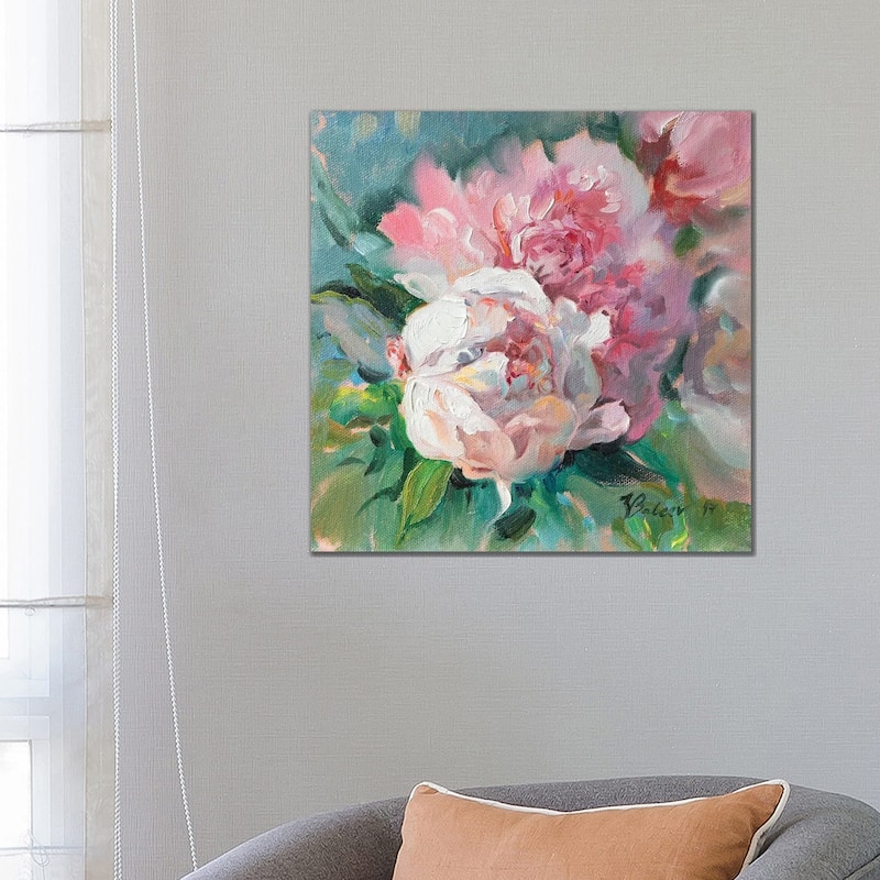 iCanvas "Pink Peonies" by Katharina Valeeva Canvas Print - 26x26x1.5