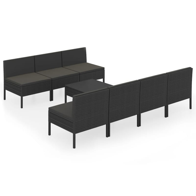 vidaXL Garden Lounge Set Patio Sectional Sofa Couch Outdoor Poly Rattan Brown - 23.6" x 23.6" x 13.8"