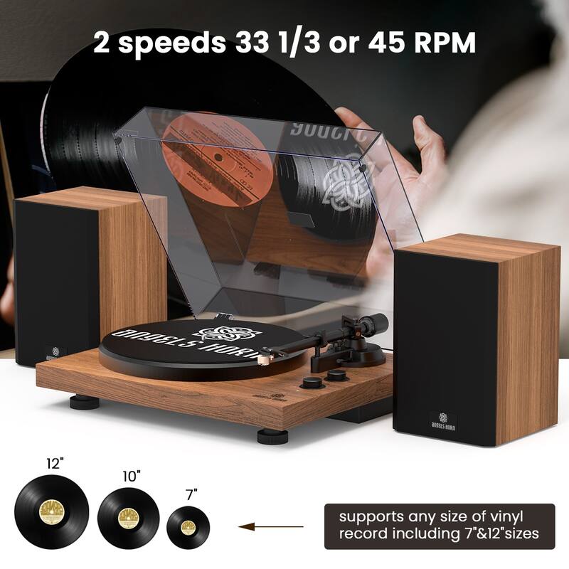 Hi-Fi System Bluetooth Turntable with Stereo Bookshelf Speakers