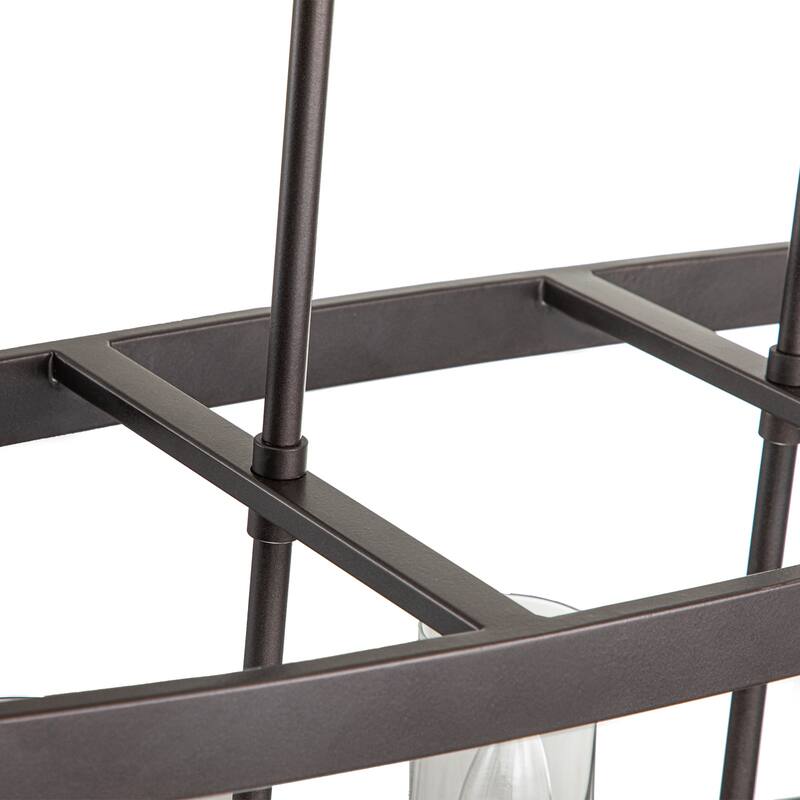 5-Light Modern Farmhouse Linear Oil-Rubbed Bronze Clear Glass Chandelier - Oil-Rubbed Bronze - 36.6 in. W x 10.24 in. H