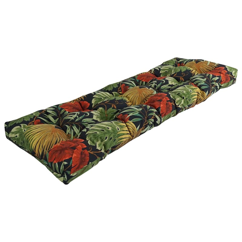 Tufted Indoor/Outdoor Bench Cushion (Multiple widths from 46 to 60 inch) - 55-inch - Tropique Raven