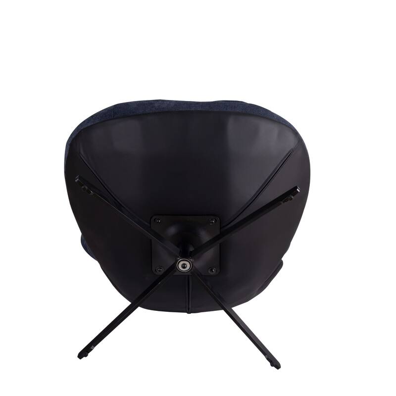 Modern 32.25" Chenille 360° Swivel Lounge Chair with Faux Leather Metal Base Frame