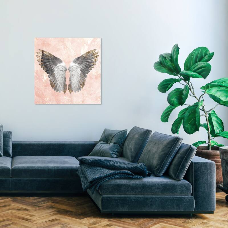 Wynwood Studio Canvas Fashion and Glam Golden Feather Down Pink and Light Pink Glam Wall Art Canvas Print - 30 x 30