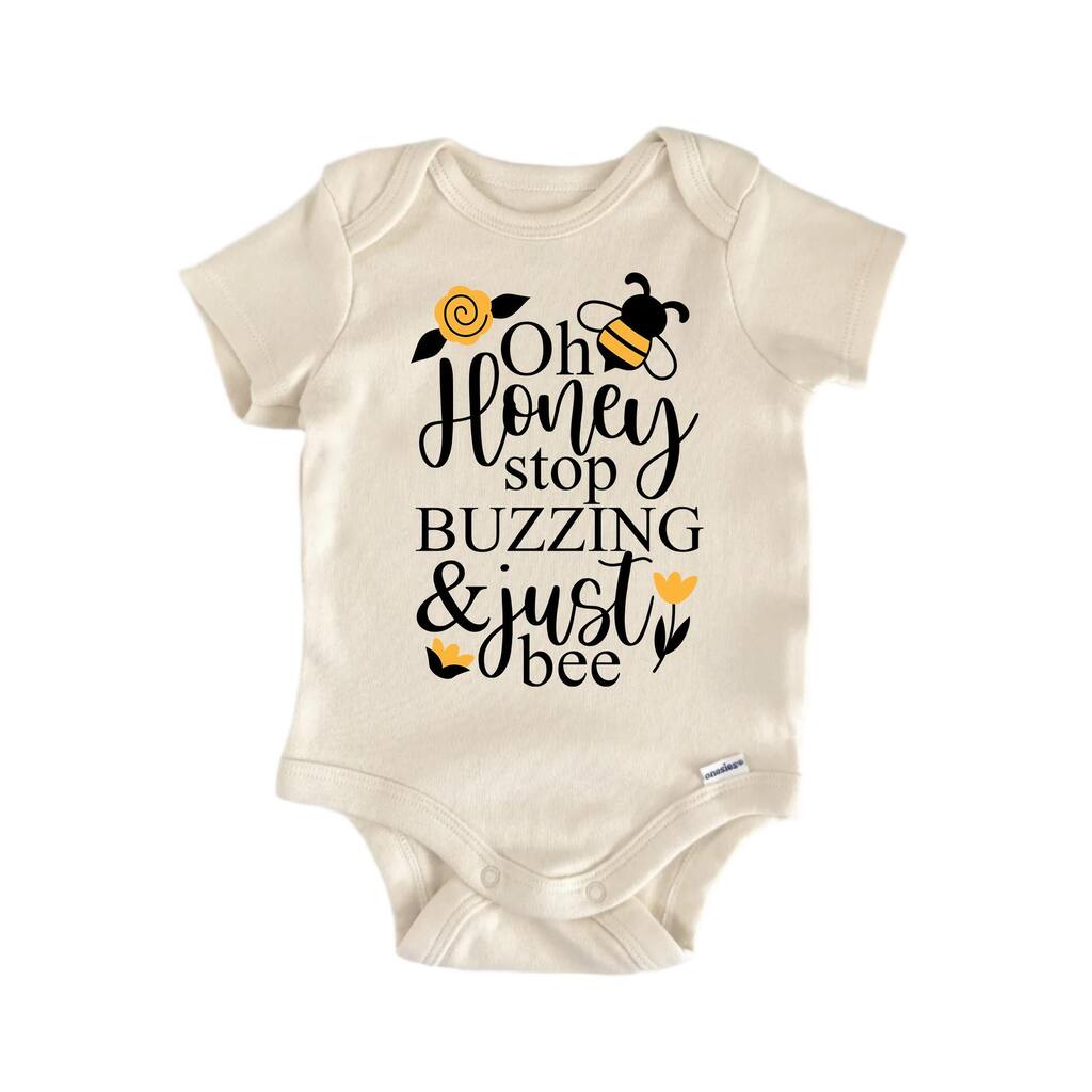 Oh Honey Stop Buzzing & Just Bee - Baby Boy Girl Clothes Infant Bodysuit Funny Cute