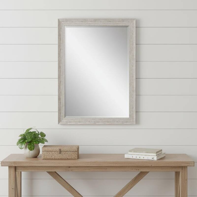 HomeRoots 40" White Distressed Wood Framed Accent Mirror - 28.00 in. x 40.00 in. x 2.00 in. - 28.00 in. x 40.00 in.  x 2.00 in.