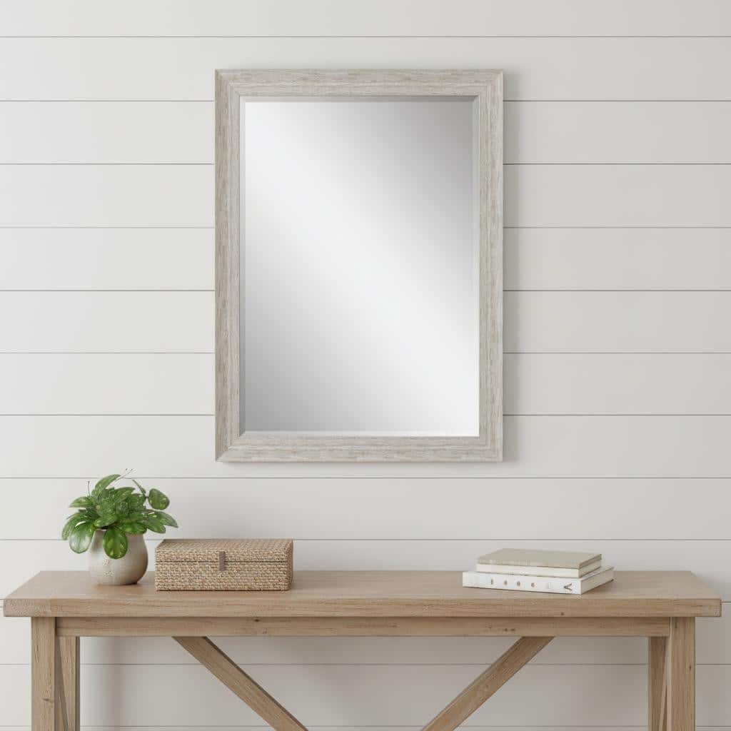 HomeRoots 40" White Distressed Wood Framed Accent Mirror - 28.00 in. x 40.00 in. x 2.00 in.