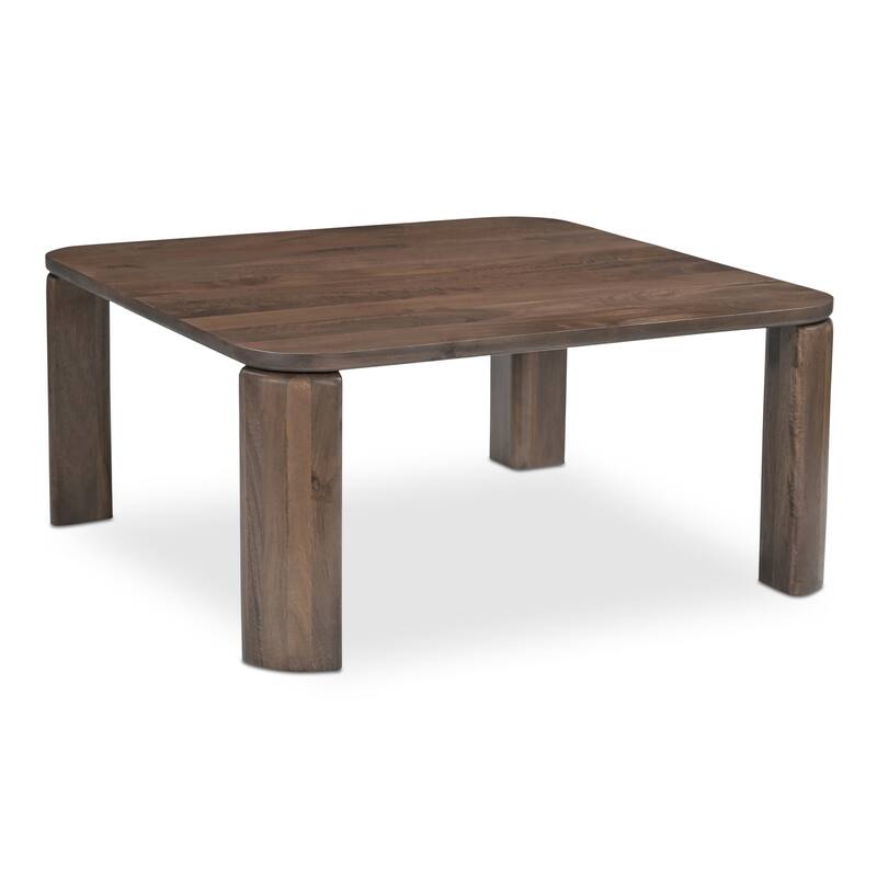 NADAAL STUDIOS Sylvessa Nesting Coffee Tables, Solid Mango Wood, Rounded Square Shape, Brown