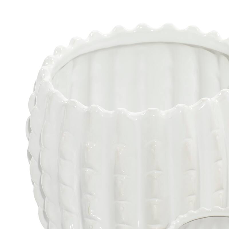 White or Green Ceramic Traditional Planter (Set of 4)