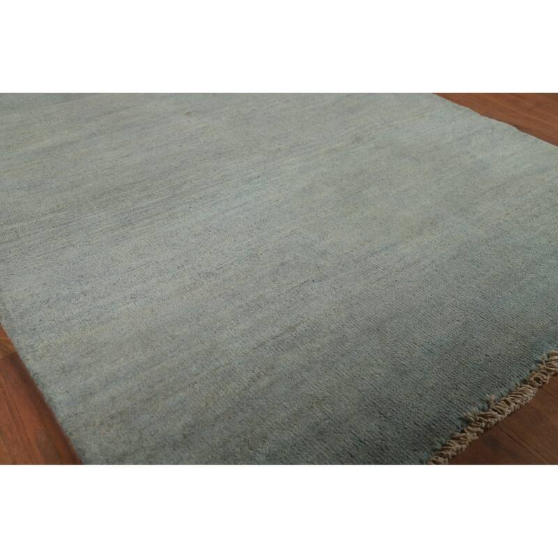 Blue Modern Gabbeh Oriental Foyer Rug Hand-Knotted Wool Carpet - 3'4"x 4'10"