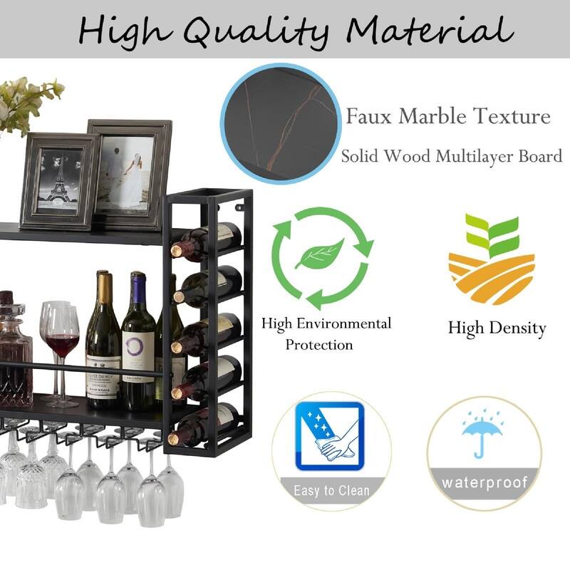 Wall Mounted Wine Rack - 32.76"D x 9.84"W x 21.65"H