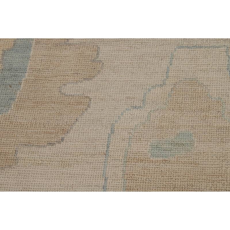 Hand Knotted Oriental 100% Wool Carpet Transitional All-Over Beige & Ivories Oushak Area Rug - 14' 8'' X 11' 10''