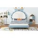 preview thumbnail 3 of 18, Twin/Full Size Upholstered Velvet Platform Bed Frame, Funny Kids Bed with Alarm Clock Shaped Headboard