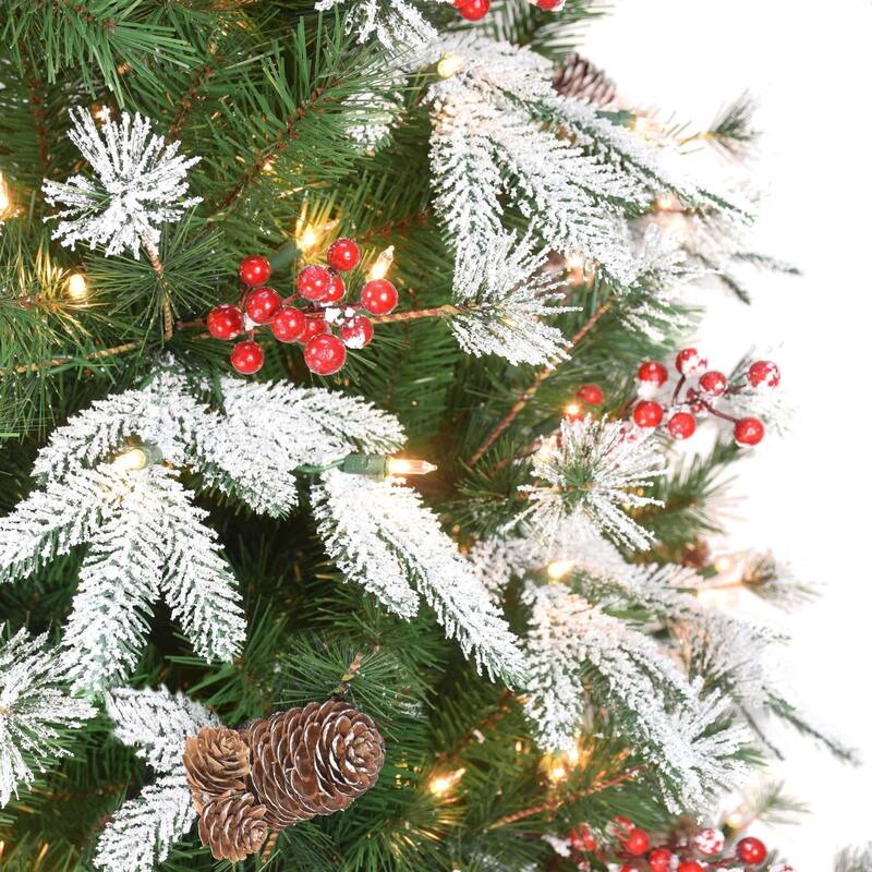 7.5' Frosted Glittery Pine Medium Artificial Tree Clear Lights - 7.5 Foot