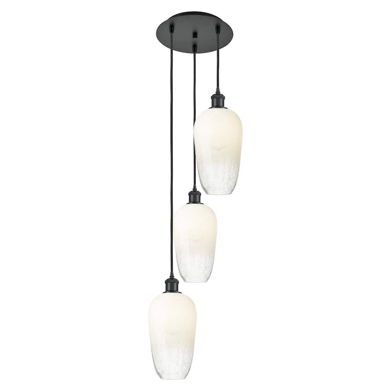 Innovations Lighting Endless Possibilities Ballston - Brookhaven Flute - 3 Light 14" Cord Hung Multi Pendant - Matte Black/Opal