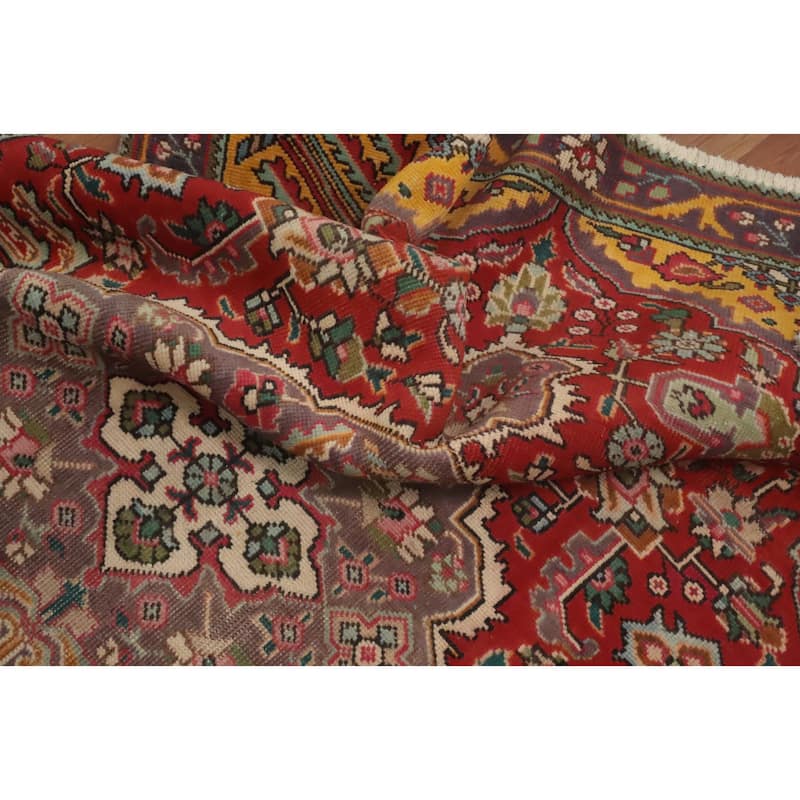 Hand Knotted Oriental 100% Wool Carpet Traditional Floral Red Tabriz Area Rug - 6' 1'' X 4' 5''
