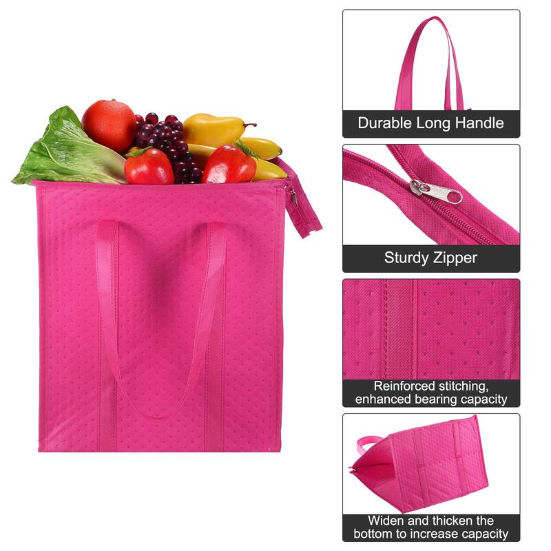 6Pcs Reusable Grocery Bag Non-Woven Foldable Thermal Insulation Bag
