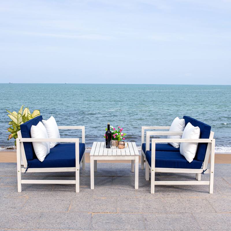 SAFAVIEH Outdoor Citlali 4-Piece Conversation Set with Accent Pillow - 50W x 29D x 29H