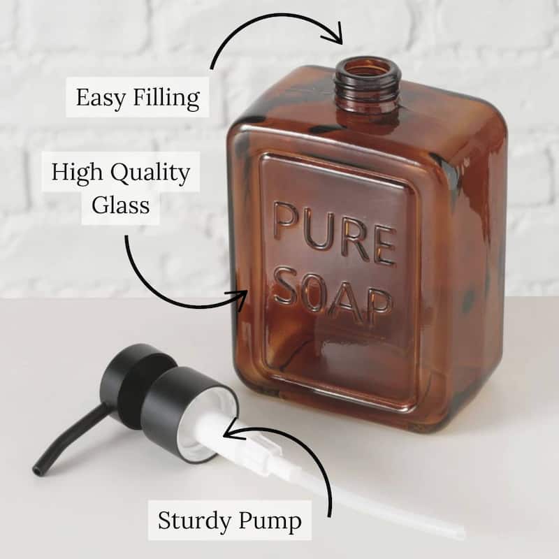 vintage Glass Soap Dispenser PURE SOAP 18 FL OZ - 18 Fl Oz