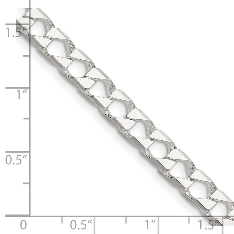 Curata 925 Sterling Silver Polished 5.75mm Flat Curb Link Chain Necklace for Men
