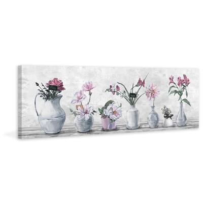 'Blooming Pink Flowers' Painting Print on Wrapped Canvas