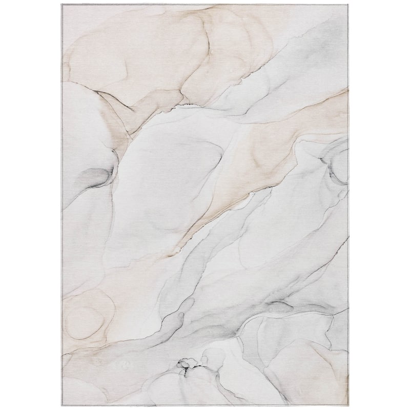 Machine Washable Indoor/ Outdoor Abstract Watercolor Chantille Rug