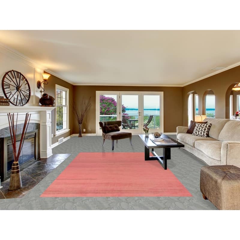 Pink Modern Gabbeh Oriental Area Rug Hand-Knotted Wool Carpet - 6'4" x 9'7"