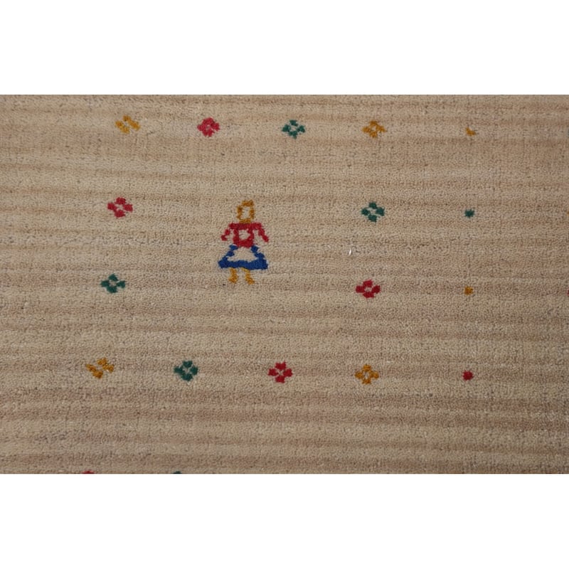Tribal Gabbeh Indian Area Rug Hand-Knotted Modern Wool Carpet - 5'3"x 7'9"