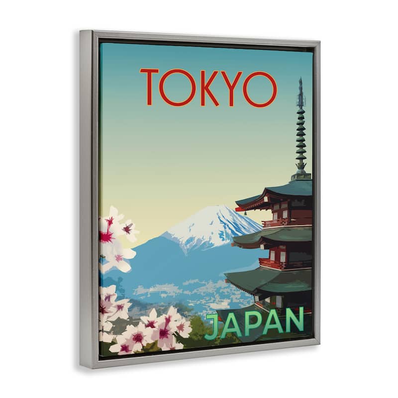 Stupell Vintage Tokyo Scenery Framed Floater Canvas Wall Art Design By Victoria Barnes