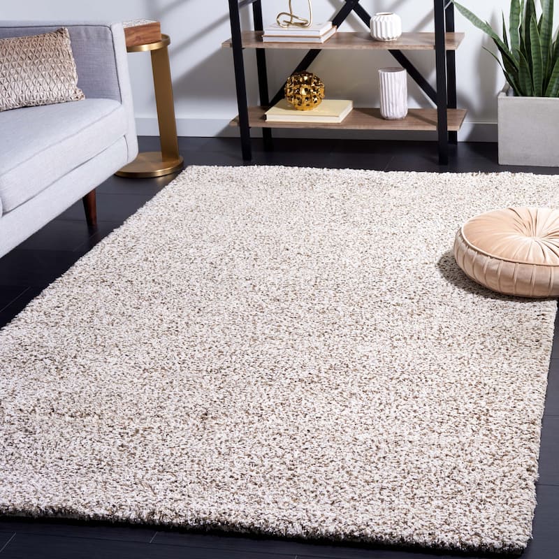 SAFAVIEH Handmade Ortanta Shag Bibeta Wool Rug - 3' x 5' - Ivory/Brown