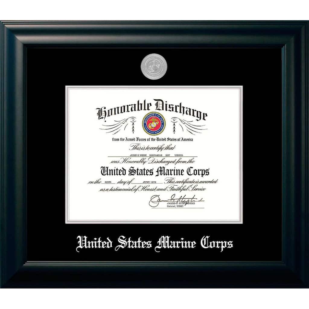 Patriot Frames Marine 8.5x11 Discharge Black Frame Silver Medallion