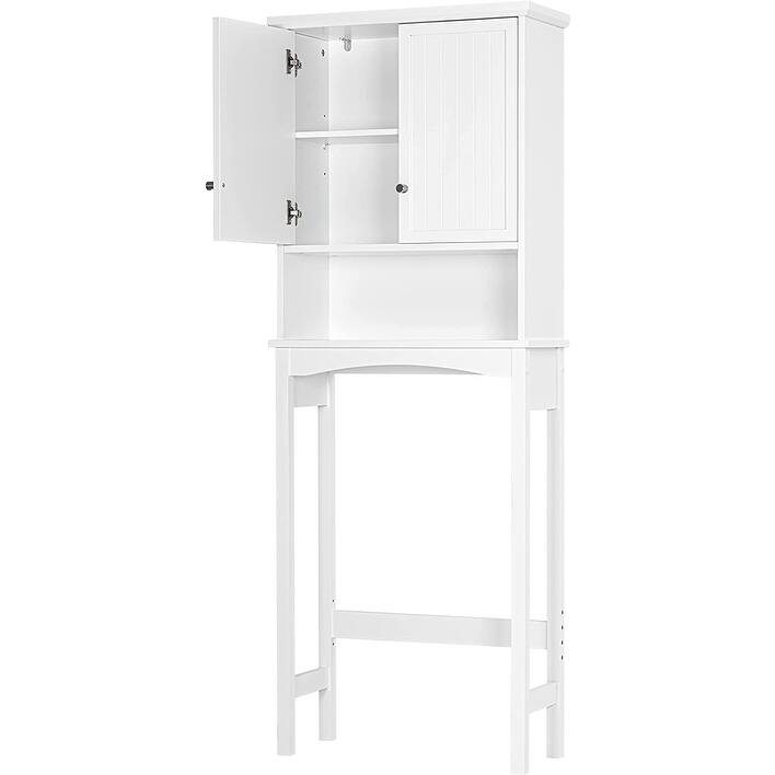Spirich Bathroom Storage Over The Toilet, Bathroom Cabinet Organizer with Adjustable Shelves and Double Doors, White