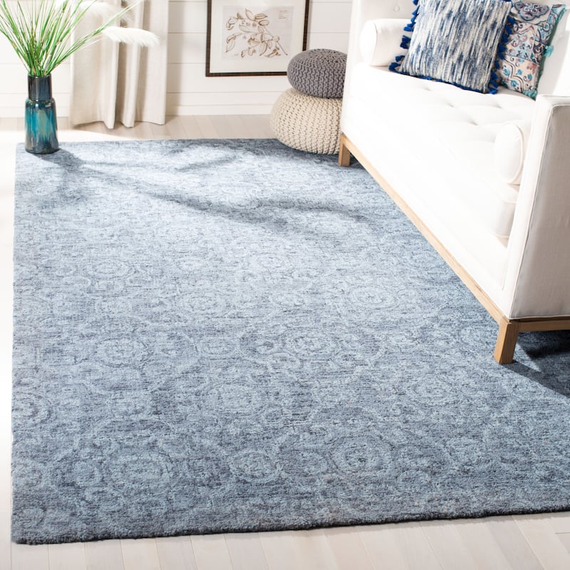SAFAVIEH Handmade Abstract Nedelja Modern Wool Rug - 6' x 9' - Blue