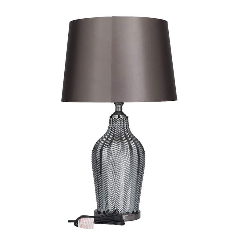 Tempered Glass Room Table Lamp with Chevron Pattern - Silver - Roche River Decor