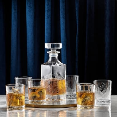 Gatsby Art Deco 7-Piece Whiskey Decanter & Glasses Set