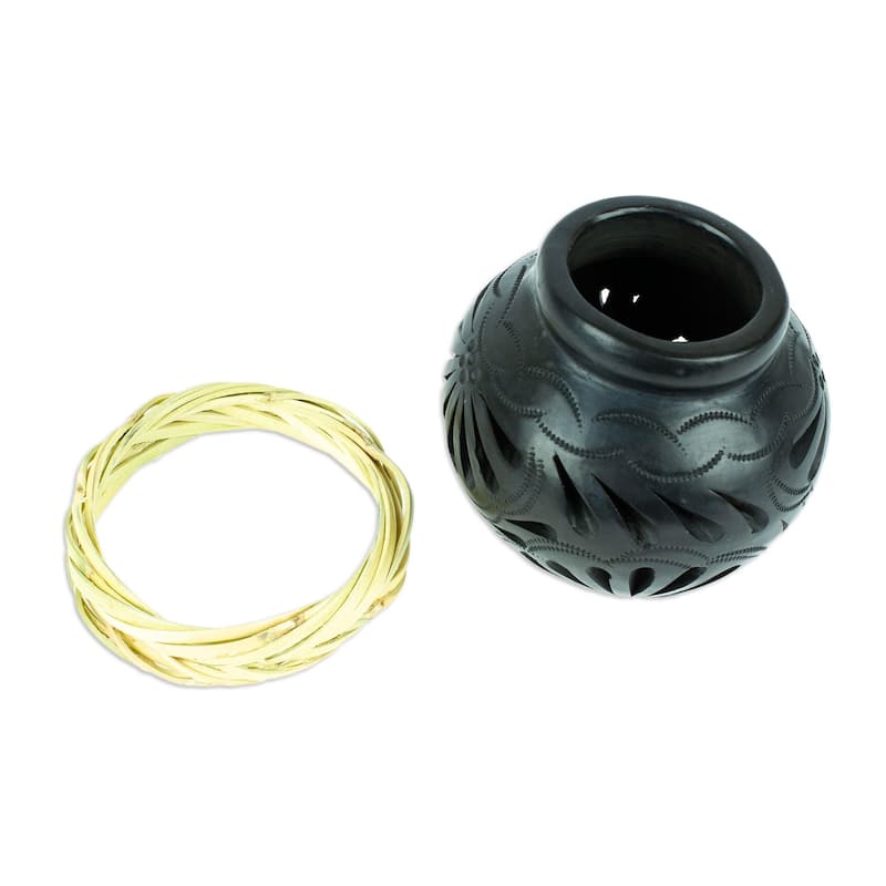 Novica Handmade Splendid Black Barro Negro Decorative Mini Vase