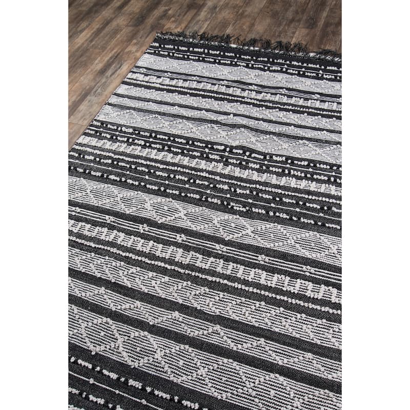 Momeni Otto Handwoven Geometric Black Indoor/Outdoor Rug