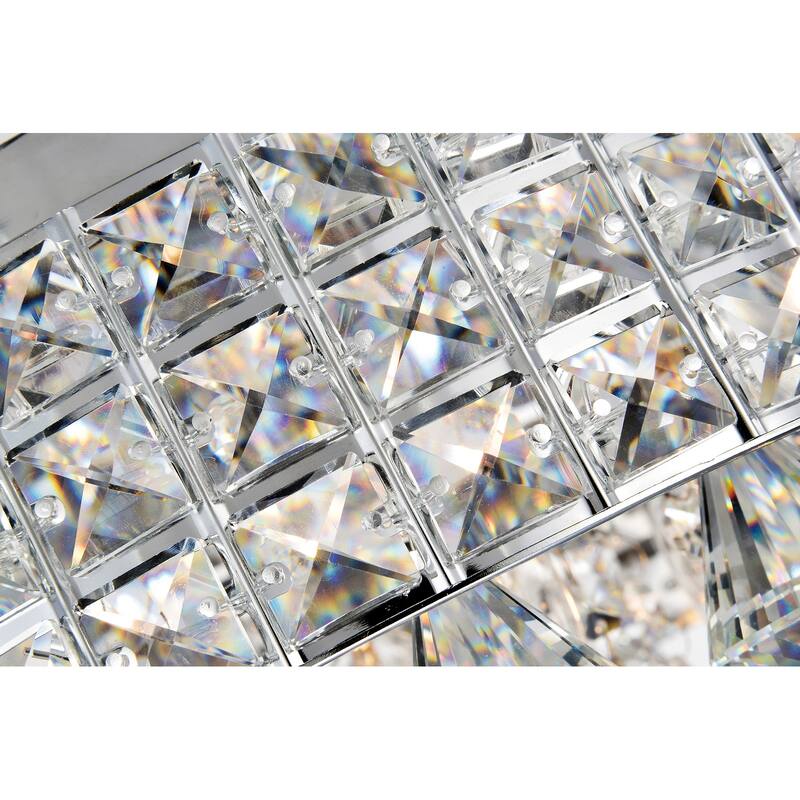 Chrome 4-Light Beaded Drum Crystal Semi Flush Mount