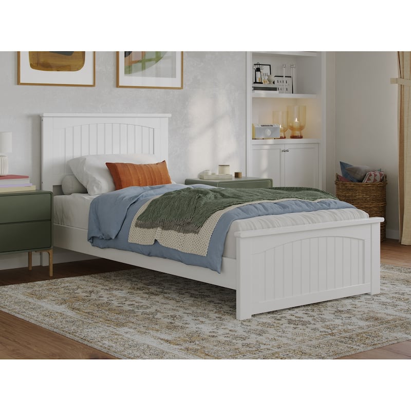 Naples Solid Wood Low Profile Platform Bed with Matching Footboard - White - Twin XL