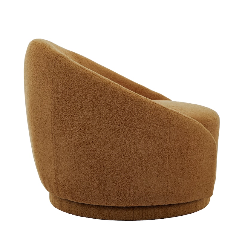 35" Wide 2 Set Velvet/ Boucle Barrel Swivel Chair