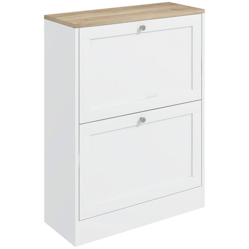 Modern Narrow Shoe Storage Cabinet with Adjustable Shelves, Holds 12 Pairs of Shoes, Ideal for Entryways, Hallways and Proch