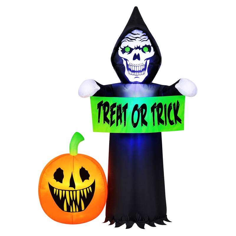 5.5' Inflatable Reaper and Pumpkin Scene