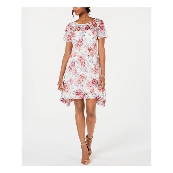 robbie bee short sleeve floral fit & flare dress
