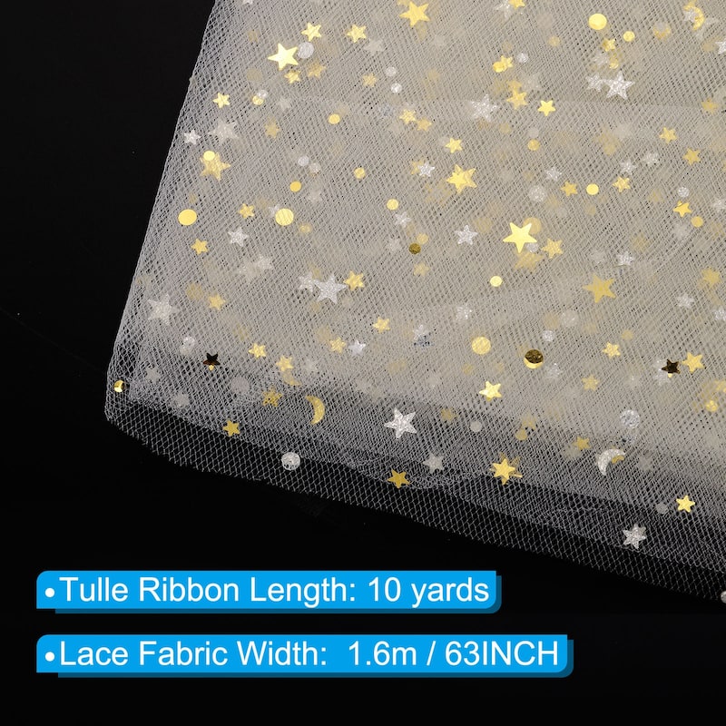Tulle Fabric, 63inch Glitters Tulle Fabric Rolls Ribbon for Decoration