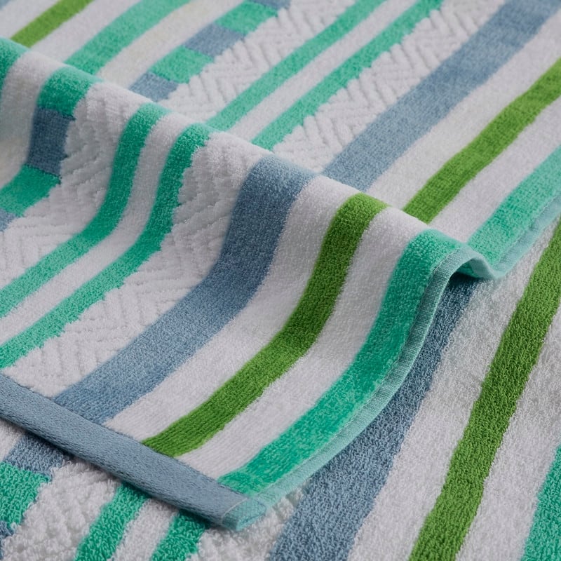 Superior 100% Cotton Stitch Stripe Textured Oversized Beach Towel (Set of 2)